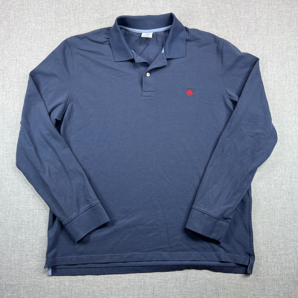 Brooks Brothers Performance Long Sleeve Polo Mens XXL Blue Preppy Ivy Collegiate